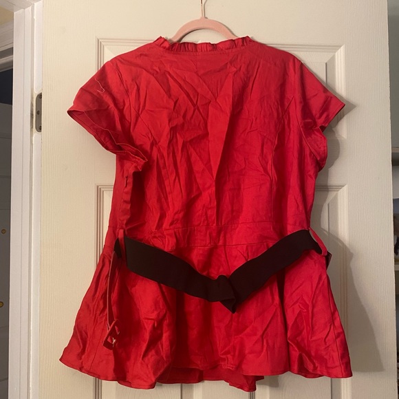 City Chic Plus Size Belted Peplum Rockabilly Top in Red/Black (Sweet Swallow) - Picture 7 of 9